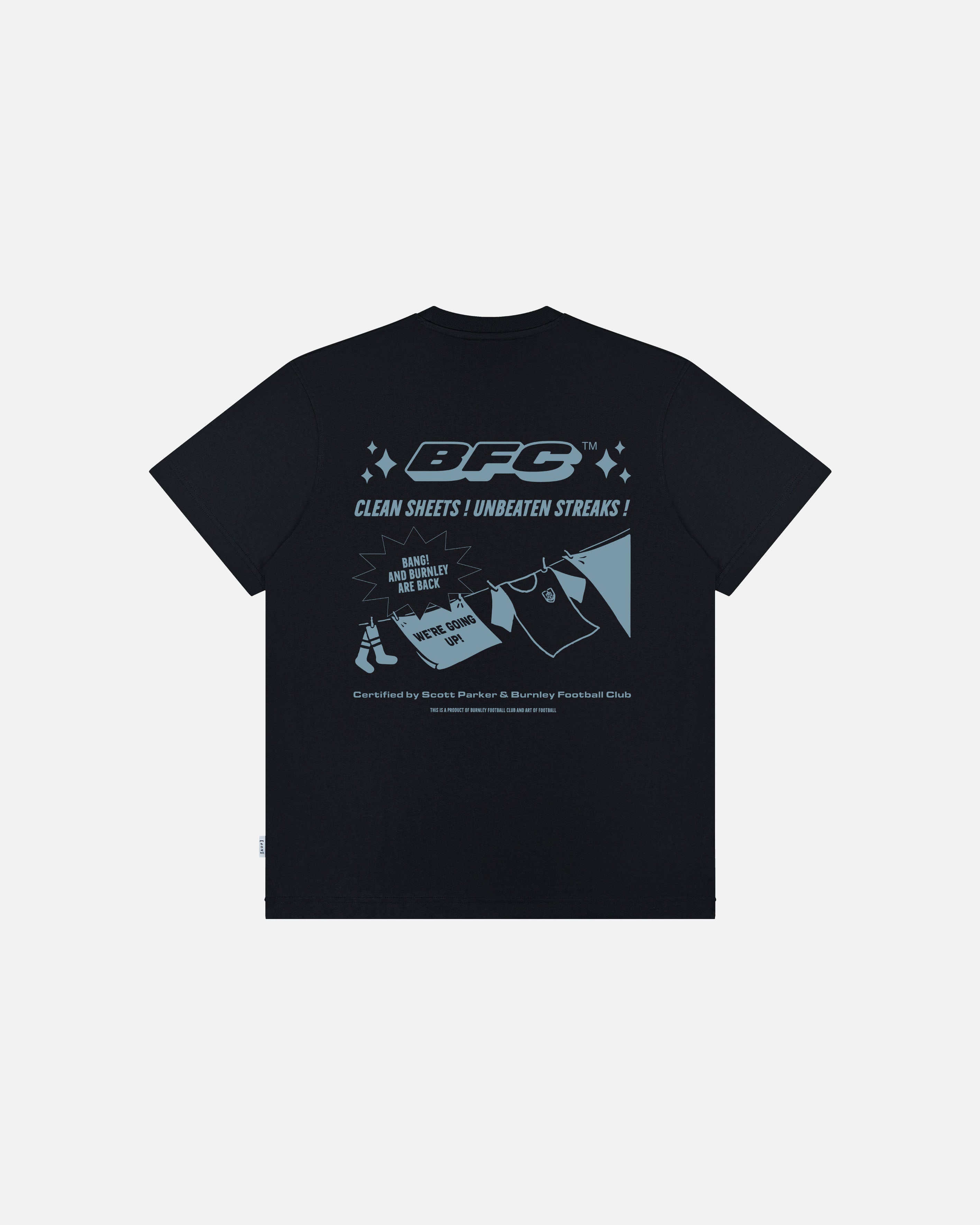 AOF Burnley Clean Sheets, Unbeaten Streaks Tee | Black Graphic T-shirt