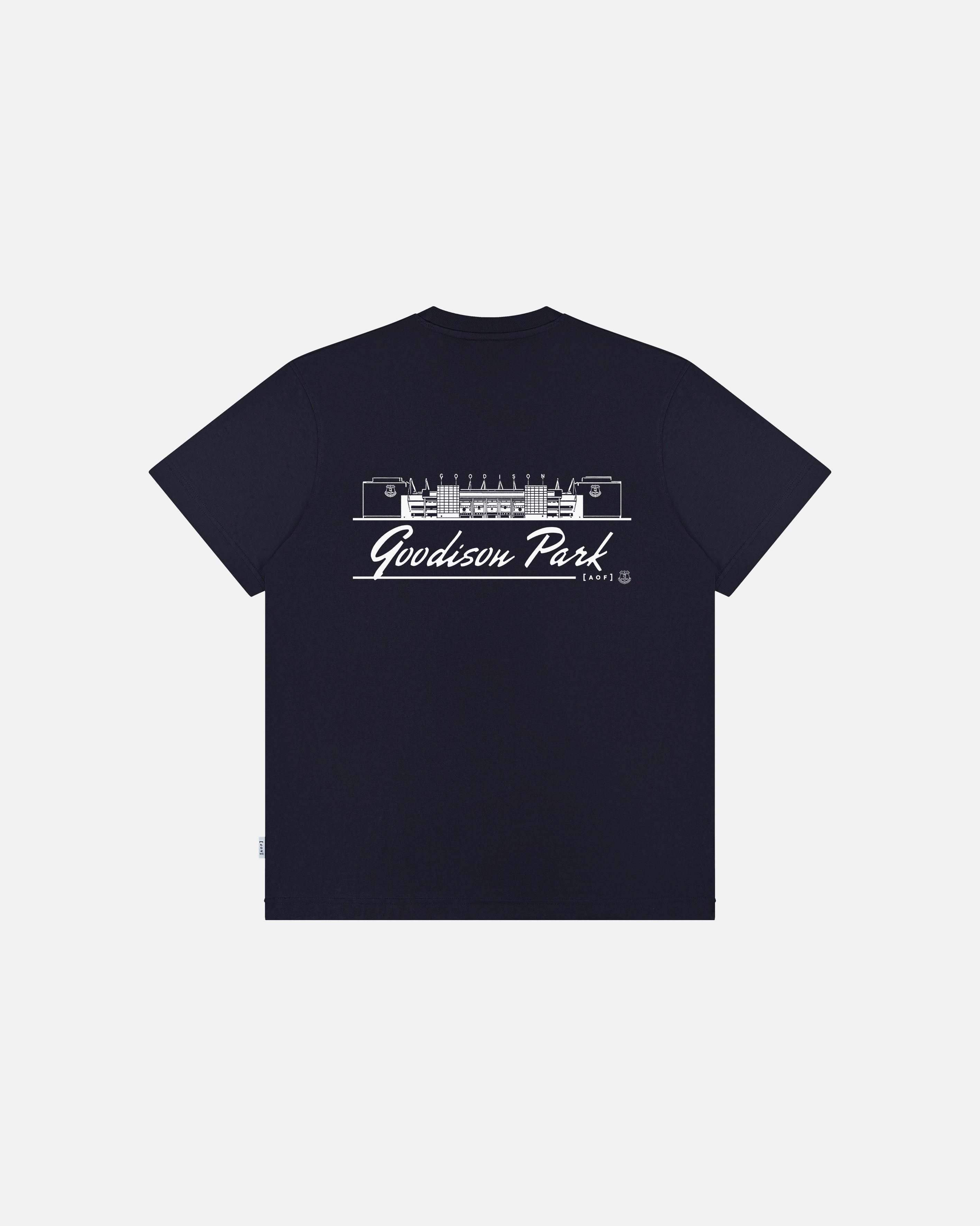 AOF Everton Goodison Park Tee | Navy Graphic T-shirt | Art of Football
